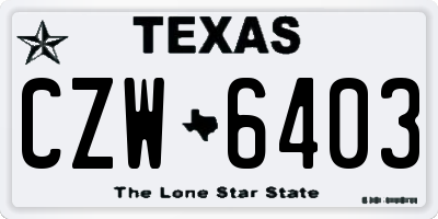 TX license plate CZW6403