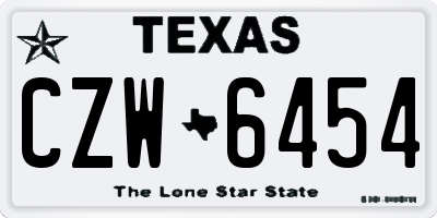 TX license plate CZW6454