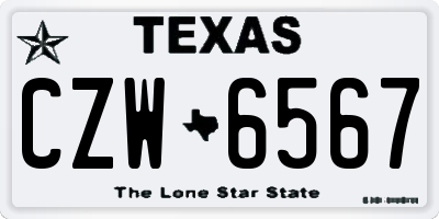 TX license plate CZW6567