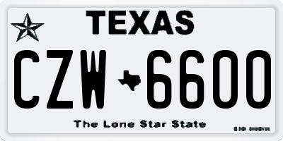 TX license plate CZW6600