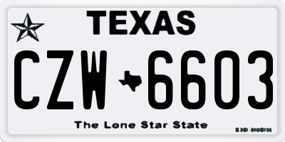 TX license plate CZW6603