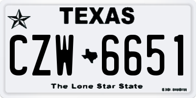 TX license plate CZW6651