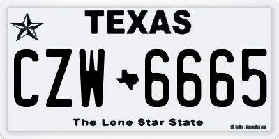 TX license plate CZW6665