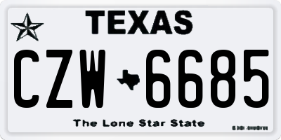 TX license plate CZW6685
