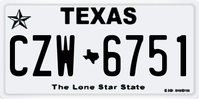 TX license plate CZW6751