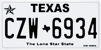 TX license plate CZW6934