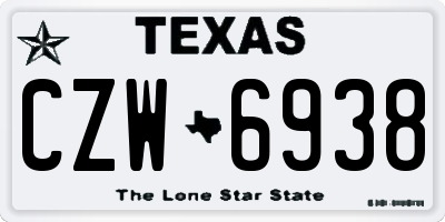 TX license plate CZW6938