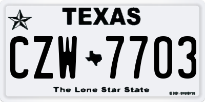 TX license plate CZW7703