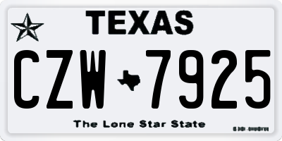 TX license plate CZW7925