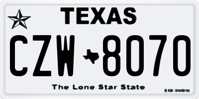 TX license plate CZW8070