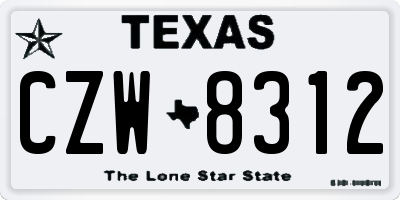 TX license plate CZW8312
