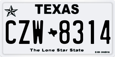 TX license plate CZW8314
