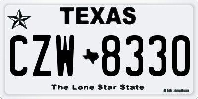 TX license plate CZW8330