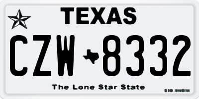 TX license plate CZW8332