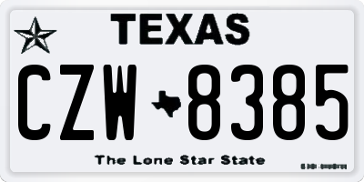 TX license plate CZW8385