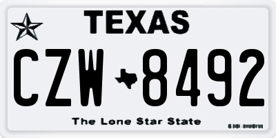 TX license plate CZW8492