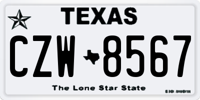 TX license plate CZW8567