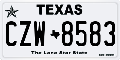 TX license plate CZW8583