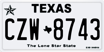 TX license plate CZW8743