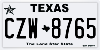 TX license plate CZW8765