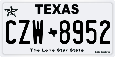 TX license plate CZW8952