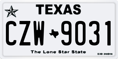 TX license plate CZW9031
