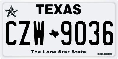TX license plate CZW9036