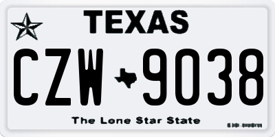 TX license plate CZW9038