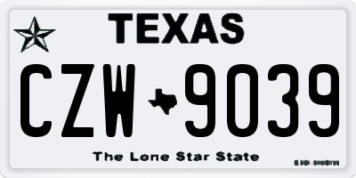 TX license plate CZW9039