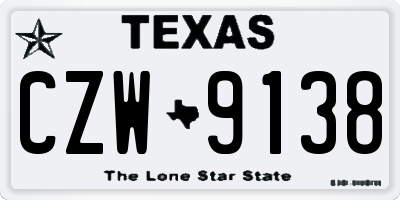 TX license plate CZW9138