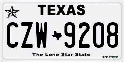 TX license plate CZW9208