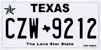 TX license plate CZW9212