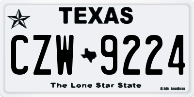 TX license plate CZW9224