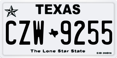 TX license plate CZW9255