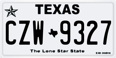 TX license plate CZW9327