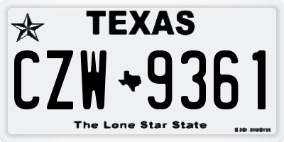 TX license plate CZW9361