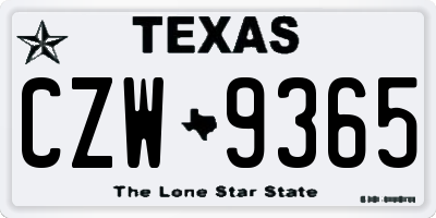 TX license plate CZW9365