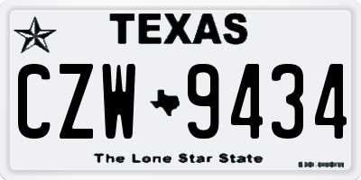 TX license plate CZW9434