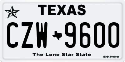 TX license plate CZW9600