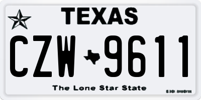 TX license plate CZW9611