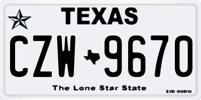 TX license plate CZW9670