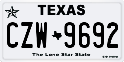 TX license plate CZW9692