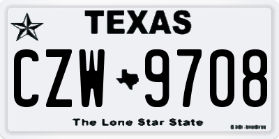 TX license plate CZW9708