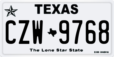 TX license plate CZW9768