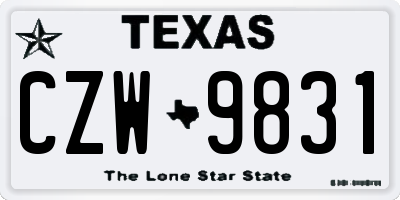 TX license plate CZW9831