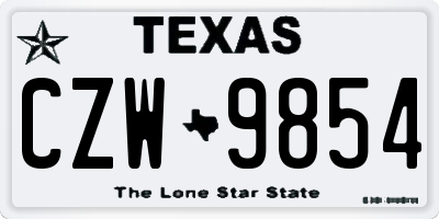 TX license plate CZW9854