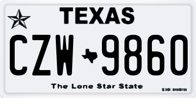 TX license plate CZW9860