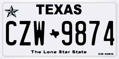 TX license plate CZW9874