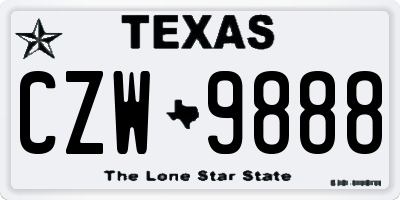 TX license plate CZW9888