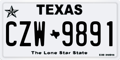 TX license plate CZW9891